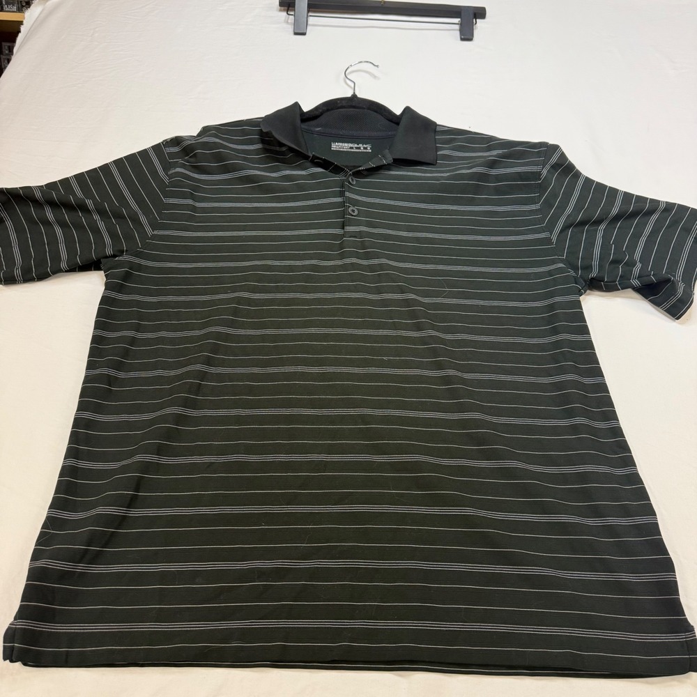 Nike Golf‎ Mens Large Black Pinstripe NikeFit Dry Short Sleeve Polo Shirt L